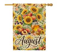 Bandiera per la casa con girasole, rustico fattoria con pesche e miele, giara estiva gialla su entrambi i lati, decorativa, per esterni, patio, prato, ingresso, campeggio, 71 x 101 cm