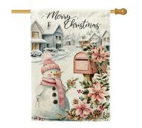 Bandiera per la casa con pupazzo di neve, cassetta postale invernale natalizia a forma di stella di Natale, rossa su entrambi i lati, decorativa, per esterni, cortile, prato, patio, porta d'ingresso