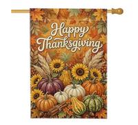 Bandiera per la casa con zucche, per il Ringraziamento, autunno, girasole, foglia del Ringraziamento, arancione, double face, decorativa, per esterni, prato, cortile, patio, ingresso, 71 x 101 cm