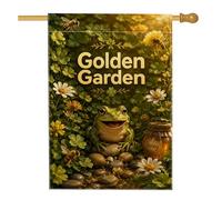 Bandiera per la casa degli anfibi, motivo natura fantasioso vaso di miele crisantemo verde primavera iuta doppia faccia bandiere decorative per esterni per portico esterno per prato, cortile, patio