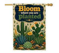 Bandiera per la casa dei cactus, rustica botanica fiore succulenta verde primavera su entrambi i lati, bandiere decorative per portico anteriore per esterni, patio, prato, ingresso campeggio, 71 x 101