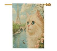 Bandiera per la casa dei gatti persiani primaverili, 71,1 x 101,6 cm, double-face, decorativa per esterni, torri romantiche, per cortile, cortile, casa, casa, gattino, animale domestico, motivo