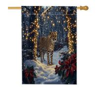 Bandiera per la casa dei ghepardi con scritta Merry Christmas, 71 x 101 cm, per esterni, foresta, neve, animali domestici, bandiera verticale standard per la casa, leopardo, fauna selvatica, cortile