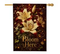 Bandiera per la casa dei gigli, floreale elegante crisantemo farfalla primavera oro doppia faccia in iuta bandiere decorative per esterni cortile prato patio ingresso 71 x 101 cm