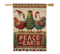 Bandiera per la casa dei polli, con testo natalizio con albero di Natale, in iuta rossa su entrambi i lati, bandiere decorative per portico anteriore, per esterni, prato, cortile, patio, ingresso, 71