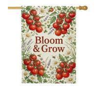 Bandiera per la casa dei pomodori, crisantemo botanico con lavanda estiva rossa su entrambi i lati, grande bandiera da giardino per esterni, patio, prato, ingresso, campeggio, 71 x 101 cm