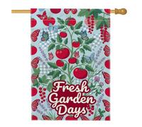 Bandiera per la casa dei pomodori, giardino floreale farfalla lavanda estate rossa iuta double face portico anteriore bandiere decorative per esterni patio cortile prato ingresso balcone 71 x 101 cm