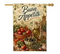 Bandiera per la casa dei pomodori, rustica vintage oliva, basilico, raccolto, rosso, double face, decorativa, per esterni, cortile, prato, patio, porta d'ingresso, 71 x 101 cm
