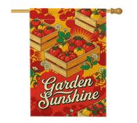 Bandiera per la casa dei pomodori, stile vintage con fragole e crisantemo estivo rosso su entrambi i lati, grande bandiera da giardino per esterni, patio, cortile, prato, ingresso, balcone, 71 x 101