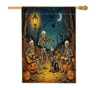 Bandiera per la casa del cane alano di Halloween, 71 x 101 cm, per esterni, scheletro per le vacanze, bandiera verticale standard per la casa, zucche per cortile anteriore e cortile, decorazione per