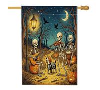 Bandiera per la casa del cane Beagle di Halloween, 71 x 101 cm, per esterni, scheletro per le vacanze, bandiera verticale standard per la casa, zucche per cortile anteriore cortile modello bandiera