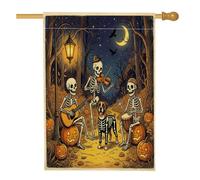 Bandiera per la casa del cane boxer di Halloween, 71 x 101 cm per esterni, scheletro per le vacanze, bandiera verticale standard per la casa, zucche per cortile anteriore cortile modello bandiera