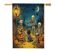 Bandiera per la casa del cane Boykin Spaniel di Halloween, 71 x 101 cm, per esterni, scheletro per le vacanze, bandiera verticale standard per la casa, con zucche, decorazione per esterni