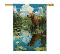 Bandiera per la casa del cane, con ninfee realistiche con ninfee verdi primaverili, in iuta su entrambi i lati, grande bandiera da giardino per esterni, patio, cortile, prato, ingresso, balcone, 71 x