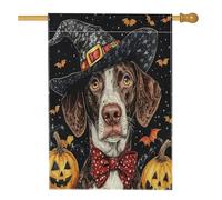 Bandiera per la casa del cane con puntatore a pelo corto per strega di Halloween, 71 x 101 cm, double face, decorazione esterna, spaventosa zucca, pipistrello, cucciolo, bandiera, casa, tela, motivo