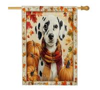 Bandiera per la casa del cane della Dalmazia autunnale, 71 x 101 cm, double-face, decorativa per esterni, vintage, autunnale, per cuccioli, cortile, casa, giardino, giardino, giardino, casa, casa