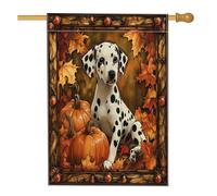 Bandiera per la casa del cane della Dalmazia autunnale, 71 x 101 cm, double-face, decorativa per esterni, in vetro colorato, per animali domestici, cortile, cortile, casa, giardino, giardino, giardino