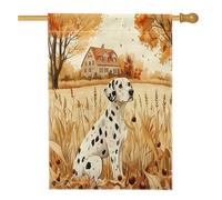 Bandiera per la casa del cane della Dalmazia autunnale, 71 x 101 cm, double-face, decorativa per esterni, per fattoria autunnale, cuccioli, cortile, casa, giardino, giardino, giardino, giardino, casa