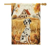 Bandiera per la casa del cane della Dalmazia autunnale, 71 x 101 cm, per esterni, bandiera verticale standard per la casa in lino, bandiera per la casa in lino verticale per animali domestici