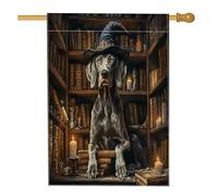 Bandiera per la casa del cane di Halloween, 71 x 101 cm, per esterni, spaventosa strega, libri magici, cuccioli, bandiera verticale standard per la casa, decorazione per esterni