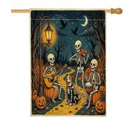 Bandiera per la casa del cane di Halloween Pitbull, 71 x 101 cm, per esterni, scheletro per le vacanze, bandiera verticale standard per la casa, zucche per cortile anteriore cortile modello bandiera
