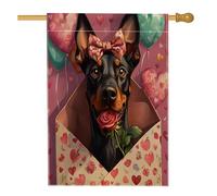 Bandiera per la casa del cane Doberman, 71 x 101 cm, double-face, per esterni, con lettera d'amore, per cortile, cortile, giardino, casa, casa