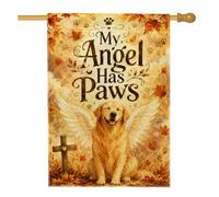 Bandiera per la casa del cane, fantasiosa bandiera rustica con ali incrociate beige double face in iuta decorativa per portico anteriore per esterni, prato, cortile, patio, ingresso, 71 x 101 cm