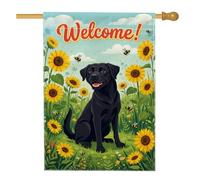 Bandiera per la casa del cane, fantasiosa gioiosa e gioiosa ape girasole gialla estiva doppia faccia in iuta bandiere decorative per portico anteriore per esterni cortile prato patio ingresso 71 x 101