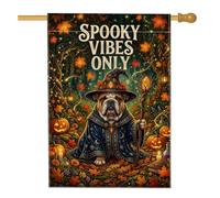 Bandiera per la casa del cane, fantasioso cappello da mago con zucche festive, cappello da mago di Halloween arancione in iuta su entrambi i lati, per esterni, patio, prato, ingresso, campeggio, 71 x