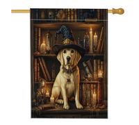 Bandiera per la casa del cane Labrador Retriever di Halloween, 71 x 101 cm, per esterni, spaventosa strega, libri magici per cuccioli, bandiera verticale standard per la casa, decorazione per esterni