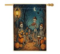 Bandiera per la casa del cane leopardo Catahoulas di Halloween, 71 x 101 cm per esterni, scheletro per le vacanze, bandiera verticale standard per la casa, zucche per cortile anteriore cortile modello