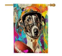 Bandiera per la casa del cane levriero, 71 x 101 cm, double-face, decorativa per esterni, per esterni, football americano, rugby, sport, cuccioli, cortile, casa, casa, divertente, per esterni, piccolo
