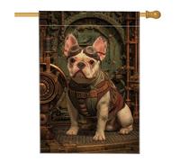 Bandiera per la casa del cane, occhiali steampunk fantasiosi Steampunk N/a marrone su entrambi i lati in iuta decorativa per esterni portico bandiere per esterni, prato, cortile, patio, ingresso 71 x
