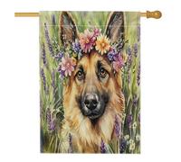 Bandiera per la casa del cane pastore tedesco primaverile, 71 x 101 cm, per esterni, estetica, pianta floreale, bandiera verticale standard per la casa, decorazione per esterni