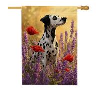 Bandiera per la casa del cane, realistica con papaveri lavanda primavera viola viola su entrambi i lati decorativo esterno portico bandiere per esterni patio cortile prato ingresso balcone 71 x 101 cm