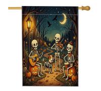 Bandiera per la casa del cane Russell Terrier di Halloween, 71 x 101 cm, per esterni, scheletro per le vacanze, bandiera verticale standard per la casa, zucche, cortile, cortile, decorazione per