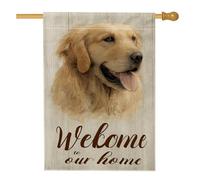 Bandiera per la casa del cane, rustica e accogliente con testo in legno, nessuna tela marrone, double face, decorativa, per esterni, prato, cortile, patio, ingresso, 71 x 101 cm