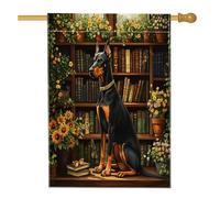 Bandiera per la casa del cane Spring Doberman, 71 x 101 cm, double-face, decorativa per esterni, libreria con fiori, per la casa, per animali domestici, piccola bandiera per cortile e prato