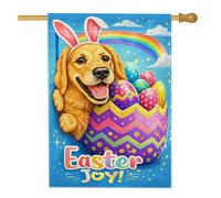 Bandiera per la casa del cane, uova di Pasqua primaverili arcobaleno blu pasquale su entrambi i lati, bandiere decorative per portico anteriore per esterni, patio, cortile, prato, ingresso, balcone