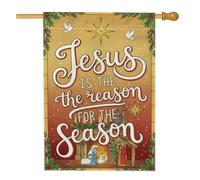 Bandiera per la casa del presepe, Natale festivo piccione natalizio in iuta dorata su entrambi i lati, bandiere decorative per portico anteriore, per esterni, patio, prato, ingresso campeggio, 71 x