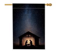 Bandiera per la casa del presepe, stella religiosa natalizia nera su entrambi i lati, decorativa, per esterni, prato, cortile, patio, ingresso, 71 x 101 cm