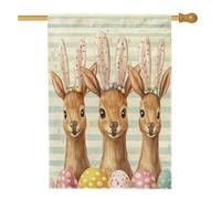 Bandiera per la casa della fauna selvatica con alce pasquale, primavera, 61 x 101 cm, double face, per decorazione esterna, divertente animale selvatico uova Groovy Eggs Front Yard Canvas Home Flag