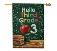 Bandiera per la casa della frutta, libri colorati educativi con matite per il ritorno al campus, in iuta rossa, su entrambi i lati, grande bandiera da giardino per esterni, patio, prato, ingresso