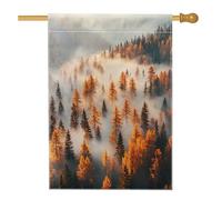 Bandiera per la casa della natura della foresta nebbiosa autunnale 71 x 101 cm su entrambi i lati per esterni decorativa, paesaggio autunnale di montagne frontali, bandiera per la casa, albero modello