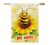 Bandiera per la casa delle api, allegra e fantasiosa con ali di girasole gialle estive su entrambi i lati, decorativa, per esterni, prato, cortile, patio, ingresso, 71 x 101 cm