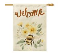 Bandiera per la casa delle api autunnali ad acquerello, 71 x 101 cm per esterni, divertente autunno floreale insetto bandiera verticale standard per la casa, piante retrò foglie cortile cortile