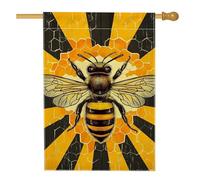 Bandiera per la casa delle api, con strisce a nido d'ape vintage estive gialle su entrambi i lati, grande bandiera da giardino per esterni, prato, cortile, patio, ingresso, 71 x 101 cm
