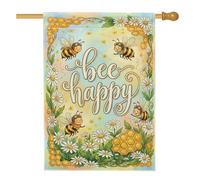 Bandiera per la casa delle api, fantasiosa e giocosa con crisantemo a nido d'ape giallo primaverile su entrambi i lati, bandiere decorative per portico esterno, patio, prato, ingresso, campeggio, 71 x