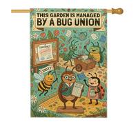 Bandiera per la casa delle api, fantasiosa formica in stile cartone animato coccinella verde primavera iuta double face bandiere decorative per portico anteriore per esterni, patio, cortile, prato