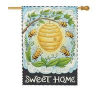 Bandiera per la casa delle api, fantasiosa natura a nido d'ape foglia primavera gialla juta decorativa su entrambi i lati bandiere per portico esterno per patio esterno cortile prato ingresso balcone